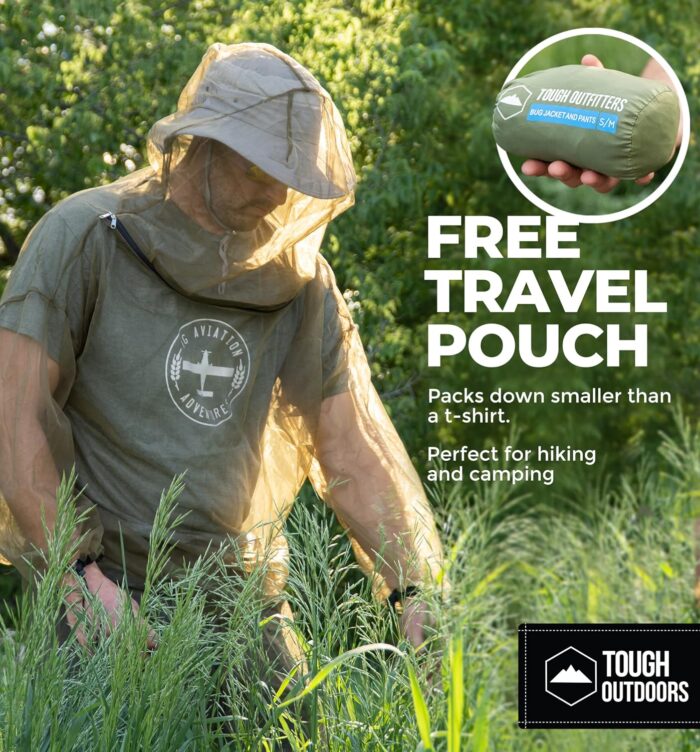 Mosquito Suit - Net Bug Mesh Pants & Jacket w/Hood for Outdoor Protection from Bugs, Flies, Gnats, No-See-Ums & Midges - Mosquito Proof Clothing for Men & Women - w/Free Carry Pouch - Image 6