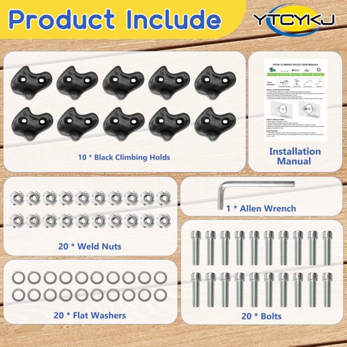 10PCS Rock Climbing Holds for Kids Climber,𝗘𝘅𝘁𝗿𝗮 𝗟𝗮𝗿𝗴𝗲 Adult Rock Climbing Stones,Indoor and Outdoor Rock Wall Climbing Kit with Mounting Hardware for Playground PlaySet Building - Image 7