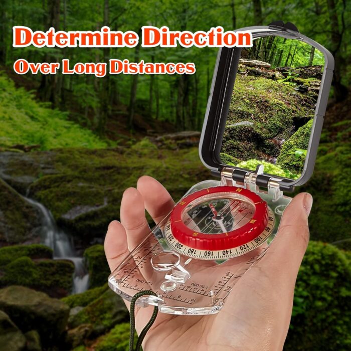 Xuhal 2 Pcs Sighting Compass Mirror Adjustable Declination Compass for Hiking Orienteering Map Reading for Kids Camping Backpacking Survival Navigation Hunting Mountaineering - Image 4