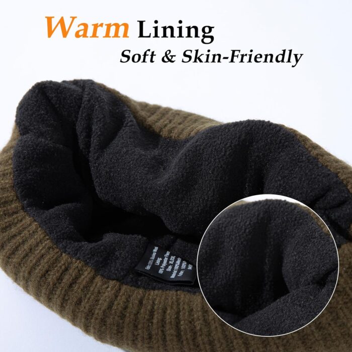 TOP-EX Oversized L/XL/XXL 100% Merino Wool Beanie Fleece Lined Cuffed Watch Fisherman Cap - Image 4