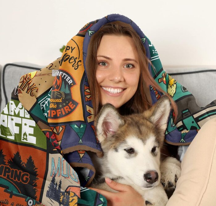 Camping Blanket Camping Lovers Gift Ideas for Men or Woman, Super Soft Throws Flannel Fleece Blankets Gifts for Camper Outdoor, Campsite Outdoors RV Travel Hiking Bed Sofa Couch 60"x50" - Image 3