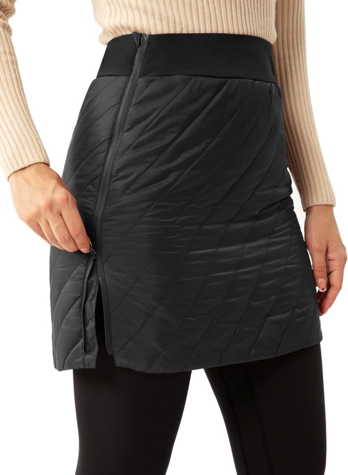 FitsT4 Sports Women's 18" Quilted Winter Skirts Puffer Skorts with Full Zipper Insulated Hiking Trekking Snow Ski