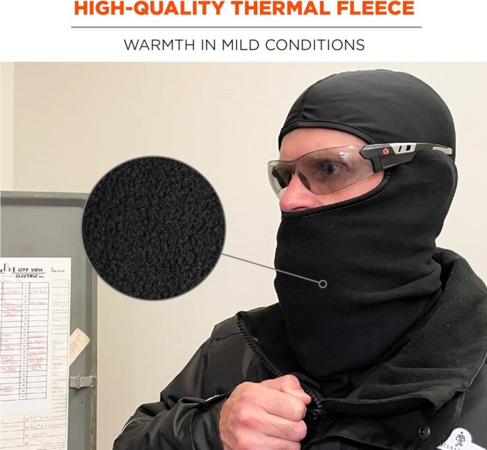 Balaclava with Spandex Top, Comfortable Wear Under Helmet, Winter Face Mask, Ergodyne N-Ferno 6822,Black - Image 3