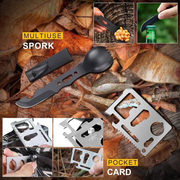 14-in-1 Survival Kit for Men - Premium Outdoor Survival Gear Set with Tactical Tools for Dad, Husband, Him - Camping, Hiking, Fishing Essentials for Men & Teen Boys - Image 6