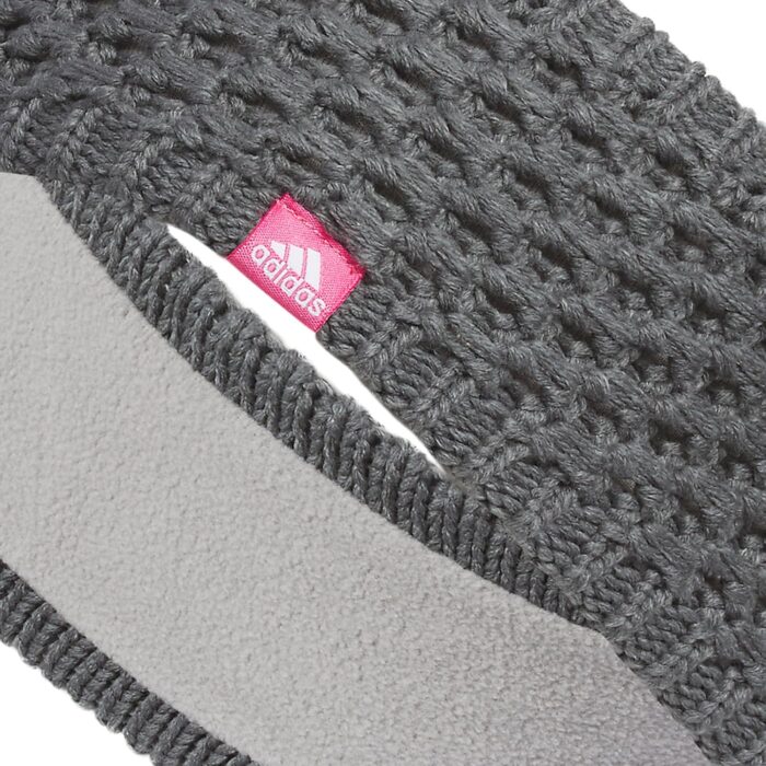 adidas Women's Knit Headband, Winter Ear Warmer Soft Fleece Lined, Onix Grey/Pink Fusion/White/Crestline, one_Size - Image 3