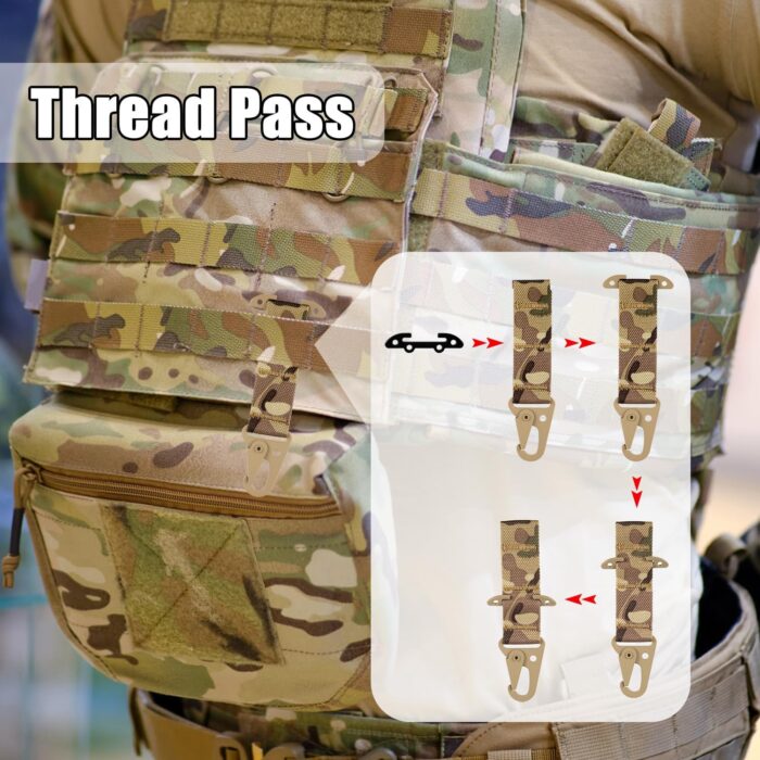 T-Mount Belt Clip, Webbing Belt Clip Clash Snap Hook Duty Belt Key Holder Buckle Holder Belt Clip Strap Belt Keeper Adapter Hanging Carabiner Battle Belt Gear Accessories for Molle Backpack - Image 5