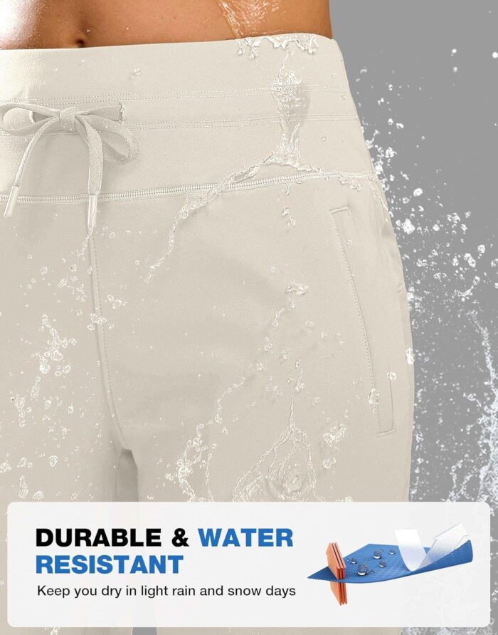 SANTINY Women's Fleece Lined Pants 29" Winter Warm Sweatpants Water Resistant Snow Ski Hiking Pants with Zipper Pockets - Image 5