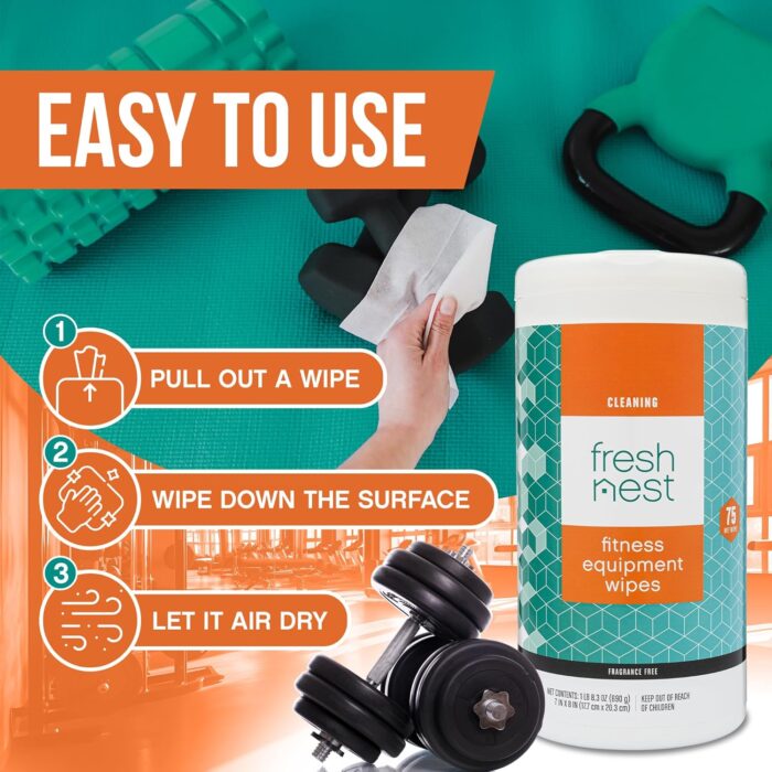 Fitness Equipment Wipes - Cleaning Wipes for Yoga Mats, Pilates Studios, Gyms, Peloton & Cycle Bikes, Spas - Fragrance-Free Wipes Surface Cleaning for Home, Office, Gym 75-Count - Image 5