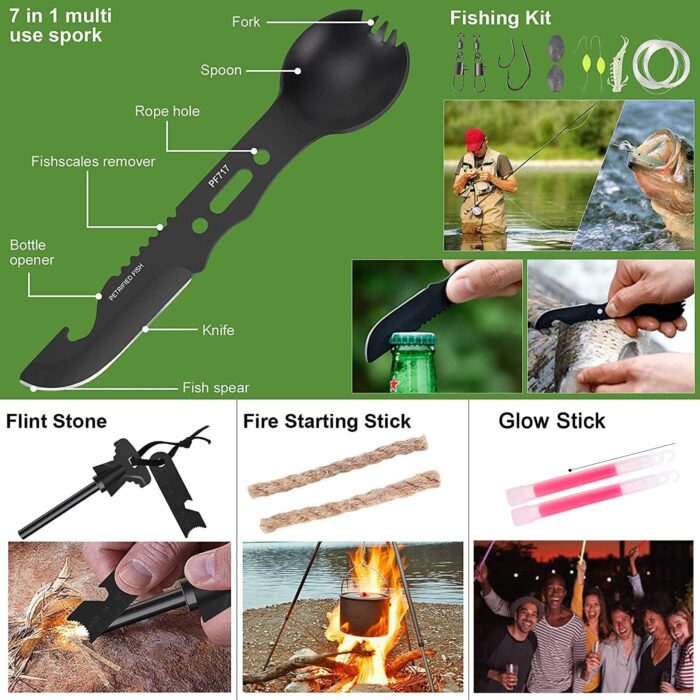 216 Pcs Survival First Aid Kits, Professional Survival Gear Equipment Tools First Aid Supplies kit for SOS Emergency Hiking Hunting Disaster Camping Adventures - Image 4