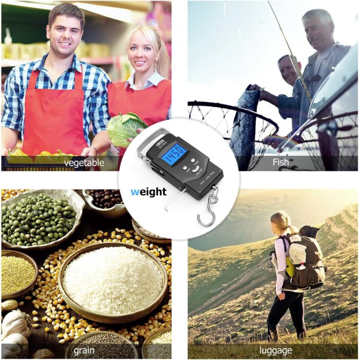 Dr.meter Fish Scale Luggage Scale - PS01 110lb/50kg Backlit LCD Display Digital Scale with Built-in Measuring Tape - Fishing Scale with 2 AAA Batteries, Pocket Size - Fishing Gifts for Men - Image 7