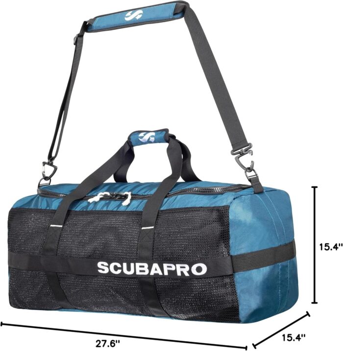 SCUBAPRO Sport 95 Mesh Dive Bag with Double Duffel Straps and Adjustable Shoulder Strap for Scuba Diving Gear, Denim Blue Color Fabric - Image 7