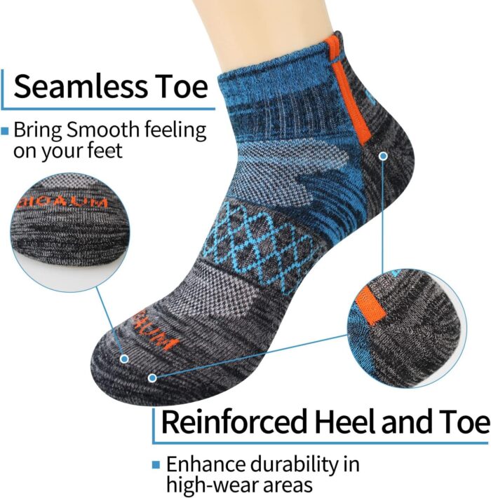 BIOAUM Men's Atheltic Socks Size 10-13 - 6 Pairs Cotton Quarter Socks for Running, Workout, Work - Image 3