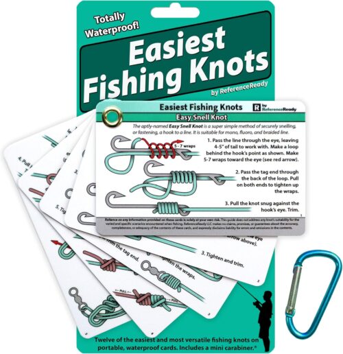 Easiest Fishing Knots: Waterproof Guide on How to Tie 12 Simple Fishing Knots with Mini Carabiner, Perfect for Beginners