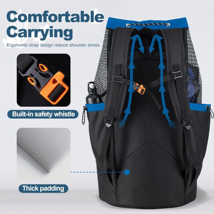 Scuba Diving Bag, XL Mesh Backpack for Scuba Diving and Snorkeling Gear & Equipment, Holds Mask, Fins, Snorkel - Image 6