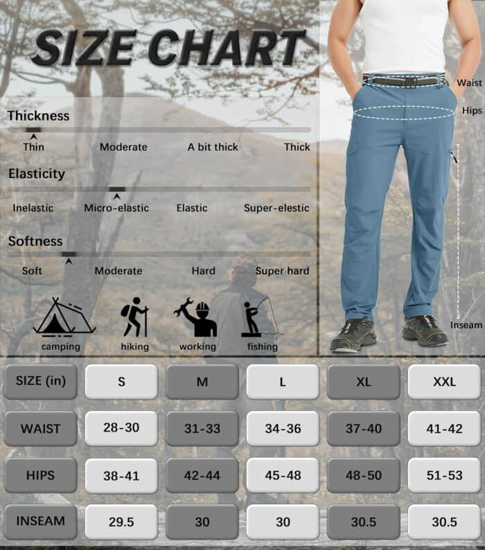 Men's Cargo Hiking Pants Lightweight Water Resistant Quick Dry Outdoor Fishing Travel Climbing Work Pants - Image 6