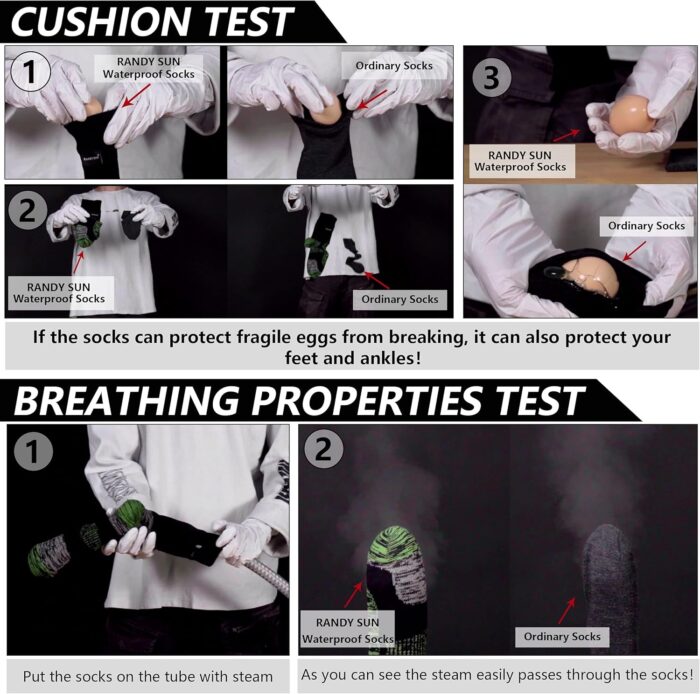 RANDY SUN Waterproof Breathable Socks, [SGS Certified] Unisex Novelty Skiing Trekking Hiking Wading Trail Socks - Image 4