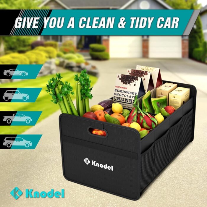 K KNODEL Car Trunk Organizer, Foldable Organizer for Car, Automotive Consoles & Organizers, Storage with Reinforced Handles (Small, Black) - Image 6
