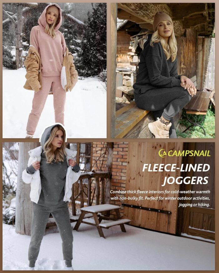 CAMPSNAIL Fleece Lined Sweatpants Women - Joggers for Women with Pockets High Waisted Thermal Winter Warm Pants for Snow - Image 4