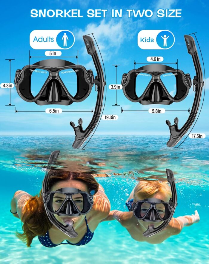Greatever Dry Snorkel Set,Panoramic Wide View,Anti-Fog Scuba Diving Mask,Professional Snorkeling Gear - Image 5