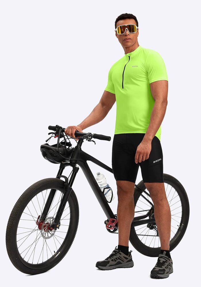 Bikewa Men's Cycling Jersey Moisture Wicking Short Sleeve UPF Half Zip Bike Road Riding Biking Shirts for Men Zipper Pockets - Image 6