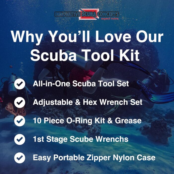 Concepts Deluxe Scuba Diving Tool Kit - Ultimate Multi Tool Repair Tool Set for Diving & Scuba Gear with Nylon Zip Case - Includes 10 Piece O Ring Kit & 1st Stage Scuba Wrenches - Image 3