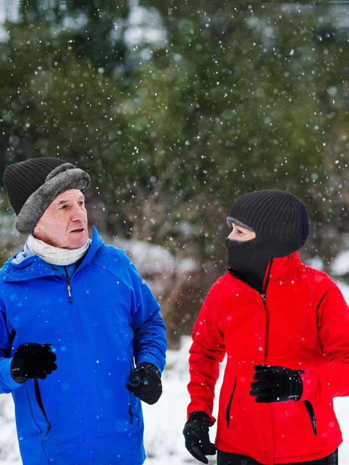 2 Pieces Winter Face Mask Ski Masks Warm Knitted Balaclava for Men Women Fleece Windproof Face Cover for Outdoor Sports - Image 7