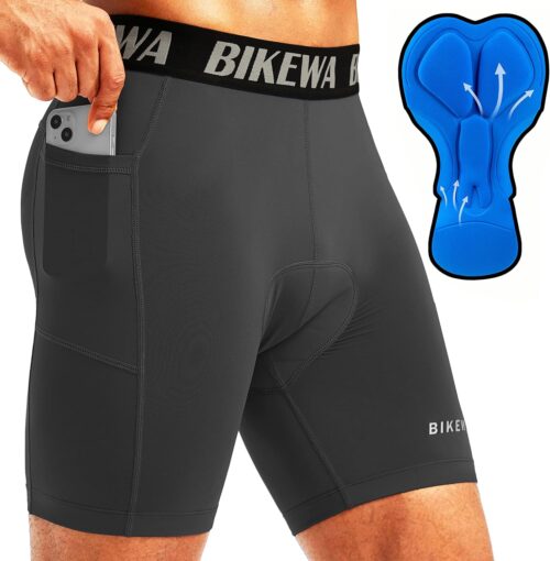 Men's 4D Padded Bike Shorts Cycling Underwear Biking Bicycle Padding Shorts for Men Side Pockets