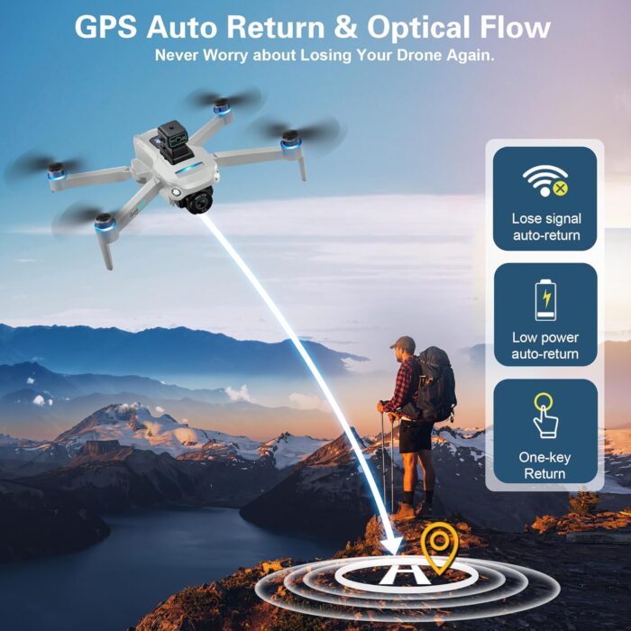 Drone with 4K UHD Camera for Adults,GPS RC Drone Brushless Motor,Upgraded Tablet Screen,Gimbal EIS, Smart FPV Foldable Quadcopter for Beginners, Auto Return, Follow Me, Waypoints, 60 Mins Flight Time,Gift, with Obstacle Avoidance - Image 3