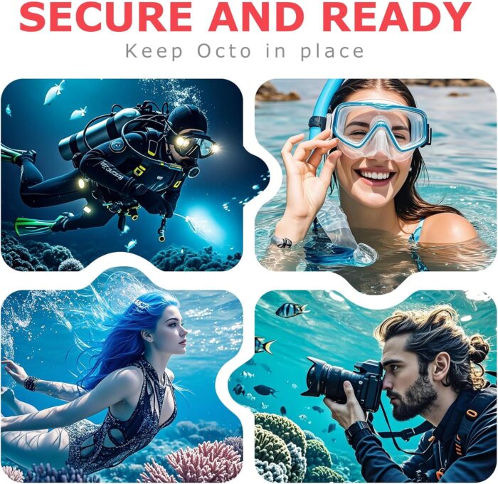 2Pack Scuba Octopus (Octo) Holder, Diving 2nd Stage Regulator Keeper Mouthpiece Retainer with Elastic Loop and 360° Swivel Snap Clip for Attach to BCD Easily - Image 5