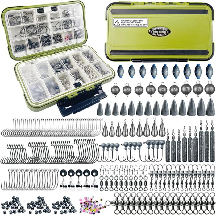 306pc Fishing Lure Accessories Kit - Including Hooks, Sinkers, Bobbers, Jigs, Beads, Swivels & Snaps - Tackle Box