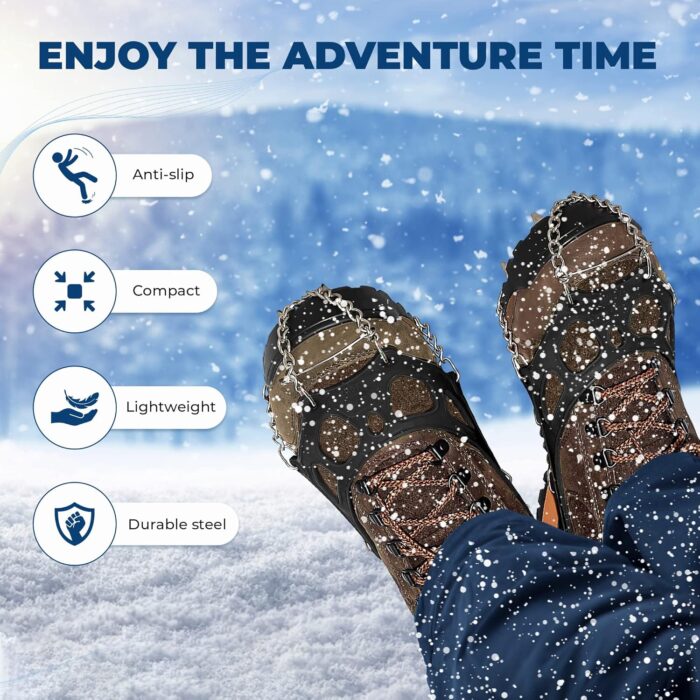 Crampons Ice Cleats for Hiking Spikes By Yatta Life - Professional Winter Boots with 12 Stainless Steel Spikes for Shoes & Boots - Outdoor Camping, Running, Mountaineering Ice & Snow Grips Accessories - Image 2