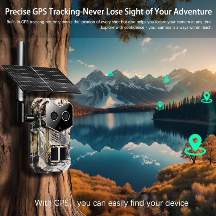 4G LTE Cellular Trail Camera with GPS, Dual Lens Trail Cam with Motion Detection, Solar Game camera that sends Pictures to Cell Phone, Waterproof Hunting camera with Color Night Vision and No-Glow IR - Image 3