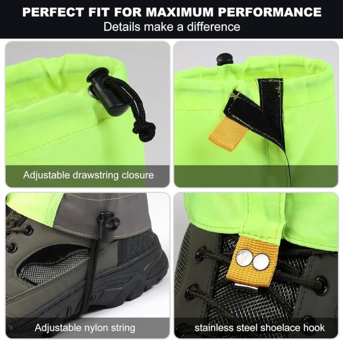 Waterproof Gators for Hiking Boots and Shoes Lightweight Adjustable Leg Gaiters for Men Women Gaiters for Hiking Snowshoeing - Image 4