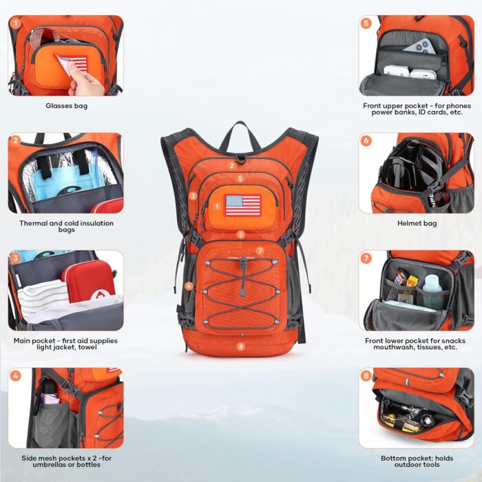 Maelstrom Hydration Backpack, Hiking Backpack with 2L/3L Water Bladder, High Flow Bite Valve Water Backpack Lightweight - Image 4
