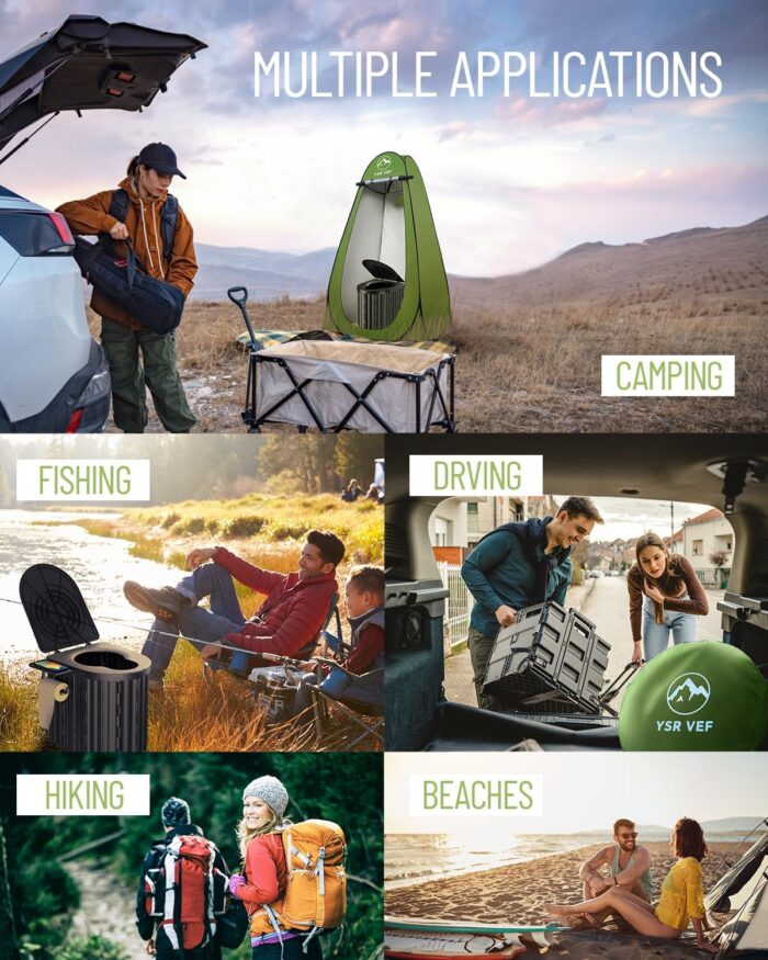 Camping Toilet with Pop-Up Privacy Tent and Liquid Waste Gel, Portable Toilet for Camping with Large Tent, Ergonomic Potty Provides Enhanced Comfort, Suitable for All Ages - Image 7