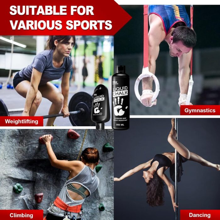 2 oz Superior Grip Liquid Chalk Mess-Free Gym Chalk for Weightlifting, Gymnastics, Rock Climbing, Dancing, Dries in Seconds. Package May Vary. - Image 4