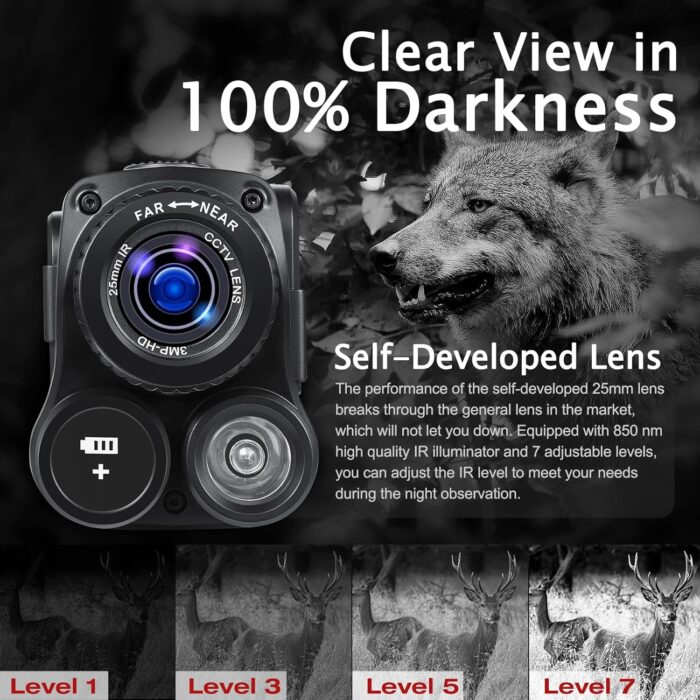 Night Vision Monocular, 4K Infrared Digital Night Vision Goggles for Adults - 850nm IR | 40M Photo & 4K Video | 984FT | 8X Zoom | Rechargeable Battery | 32GB Card | Hunting Camping Advanture Gadgets - Image 4
