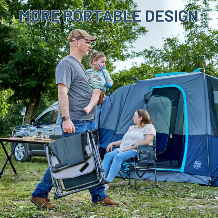 TIMBER RIDGE Aluminum Camping Directors Chair with Side Table Pocket, Portable Folding Heavy Duty Lawn Chair for Fishing Trip Picnic Concert Outdoor 400lbs, Navy 2 Pack - Image 4