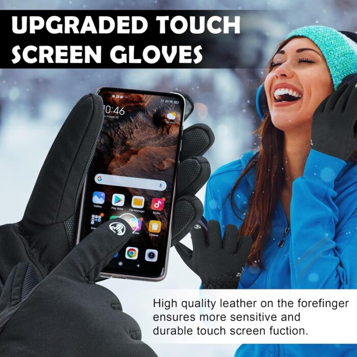 Waterproof Winter Gloves for Men & Women,Windproof, Warm Ski Gloves, Touchscreen, Anti-Slip Grip Gloves for Cycling, Snowboarding, Hiking, Running, Driving and Outdoor Sports - Image 3