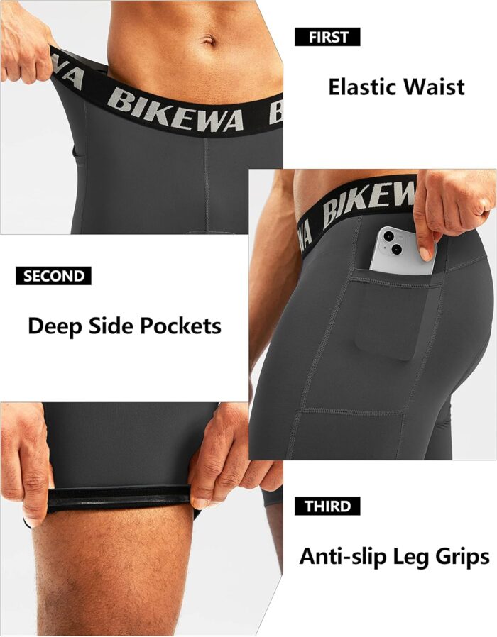 Men's 4D Padded Bike Shorts Cycling Underwear Biking Bicycle Padding Shorts for Men Side Pockets - Image 5