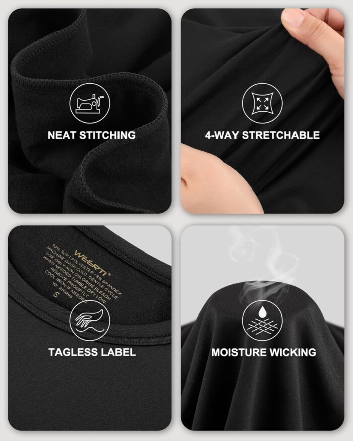 WEERTI Thermal Underwear for Men Long Johns with Fleece Lined, Base Layer Men Cold Weather Top Bottom - Image 4