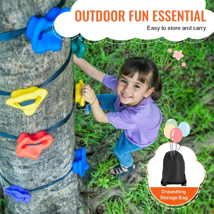 VEVOR Ninja Tree Climbing Kit, 20 Rock Climbing Holds & 6 Ratchets, Large Climbing Rocks for Kids & Adults Outdoor Backyard Ninja Tree Obstacle Course Training - Image 6