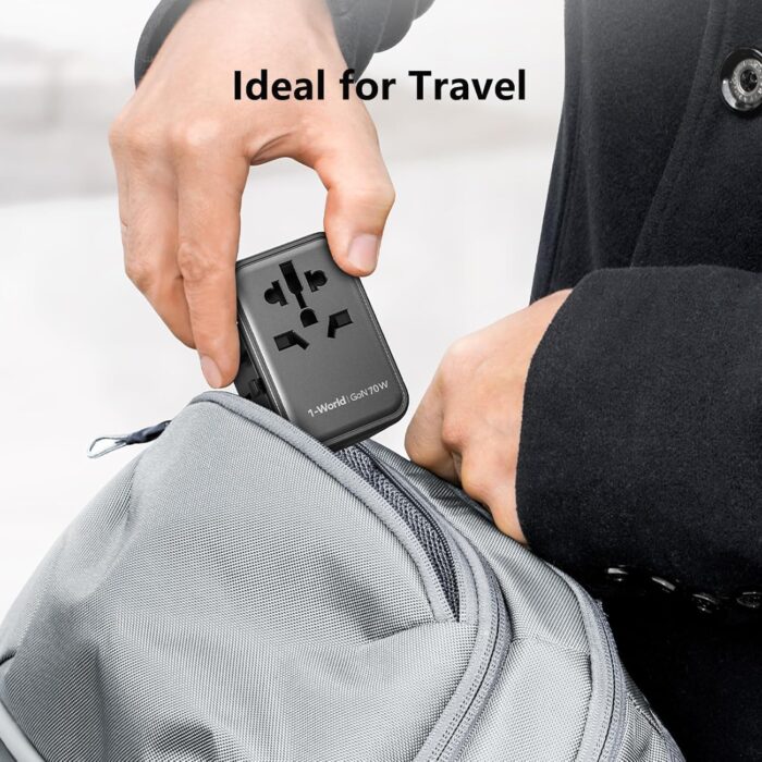 MOMAX Universal Travel Adapter, 70W GaN International Power Adapter, 3 USB-C & 2 USB-A, Worldwide Travel Plug Adapter, International Power Adapter for Most Europe, USA, Japan, Australia (Type C/A/G/I) - Image 9