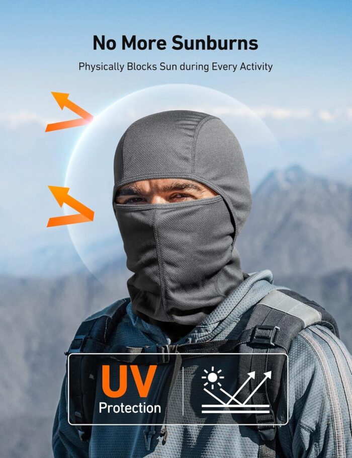 AstroAI Ski Mask Balaclava Face Mask Shiesty Mask for Men Women, UV Protector Windproof Neck Warmer Face Cover for Motorcycle, Snowboarding, Skiing, Hunting, Cycling, Grey - Image 2