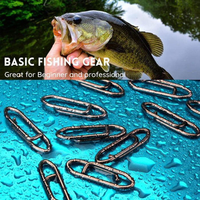 Fishing Snap Clips, Black Carbon Steel Fast Change Lure Bait High Strength Terminal Connectors Fishing Tackle Accessories for FishLine Hooks （ 50 Pcs Test 50-135 Pound ） - Image 2