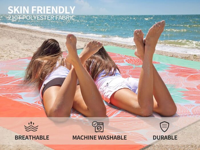 Beach Blanket Waterproof Sandproof Extra Large Beach Mat 79" X 83"/120"x108"for 1-8 Adults Quick Drying Durable Outdoor Picnic Mat for Beach Travel Camping Hiking - Image 4