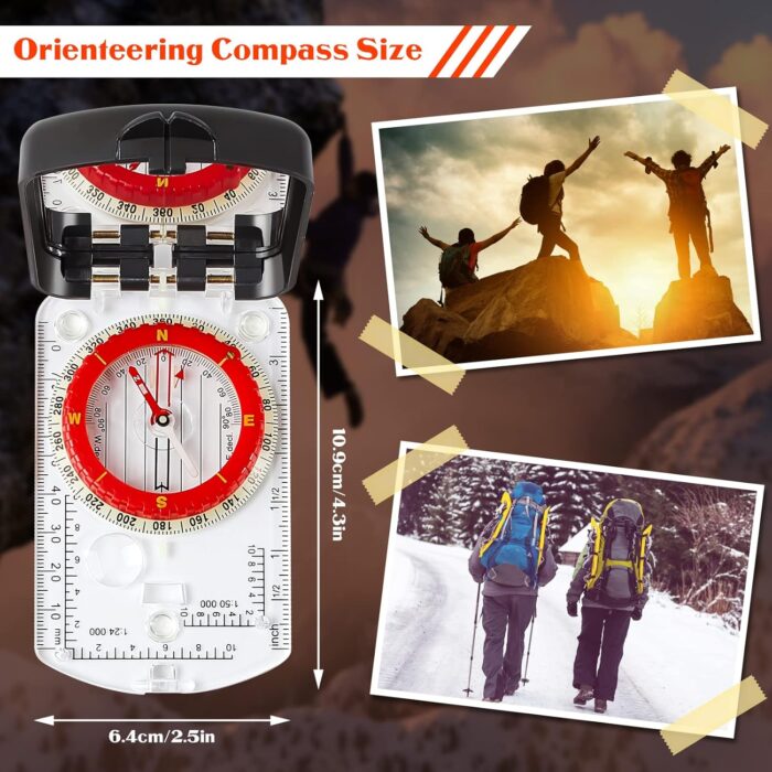 Xuhal 2 Pcs Sighting Compass Mirror Adjustable Declination Compass for Hiking Orienteering Map Reading for Kids Camping Backpacking Survival Navigation Hunting Mountaineering - Image 3