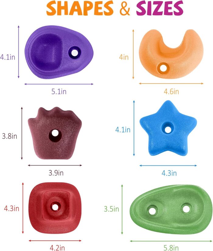 TOPNEW 18PCS Rock Climbing Holds for Kids, Rock Wall Climbing Holds with Hardware - Climbing Rocks for Indoor Outdoor Playground Climbing Wall - Image 7