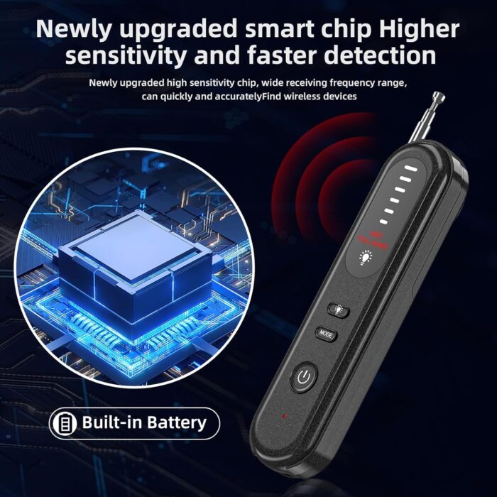 Hidden Camera Detector - 2025 Camera Detector, Hidden Device GPS Detector, Bug Detector, Camera Detector for Hotels, Travel, Office, 5 Levels Sensitivity (Black) - Image 8