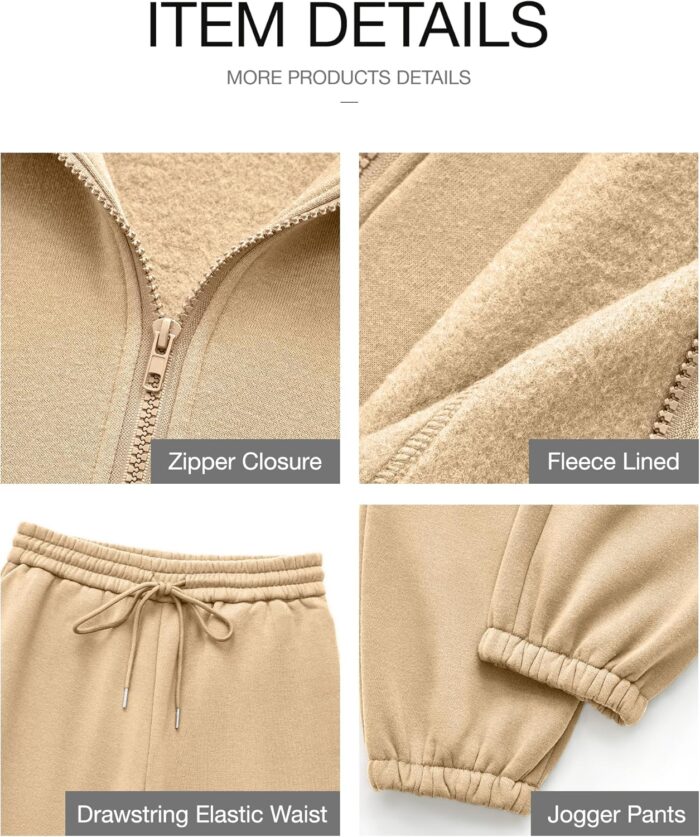BTFBM Womens Sweatsuits 2 Piece Set 2025 Fleece Long Sleeve Zip Up Sweatshirt Sweatpants Winter Fall Outfits Jogger Sets - Image 6